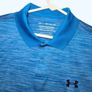 Under Armour Mens Performance Polo Shirt Blue Space Dye Loose Fit Large Tall LGT